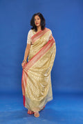 Alluring Sage Green saree With Dusty Rose Border