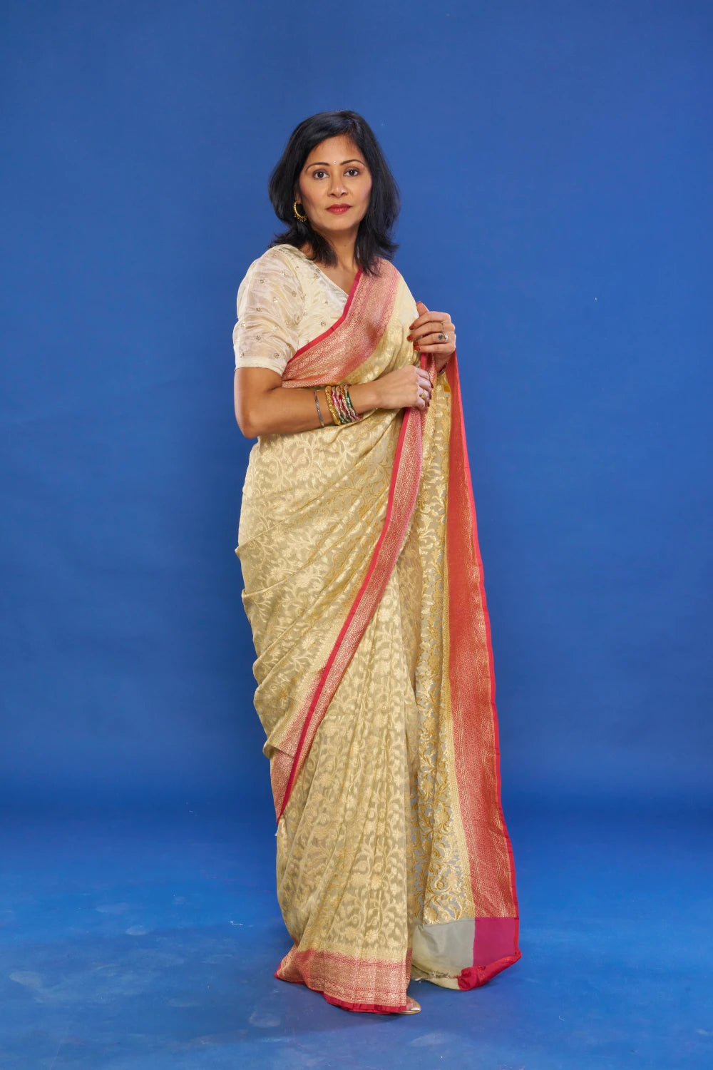 Alluring Sage Green saree With Dusty Rose Border