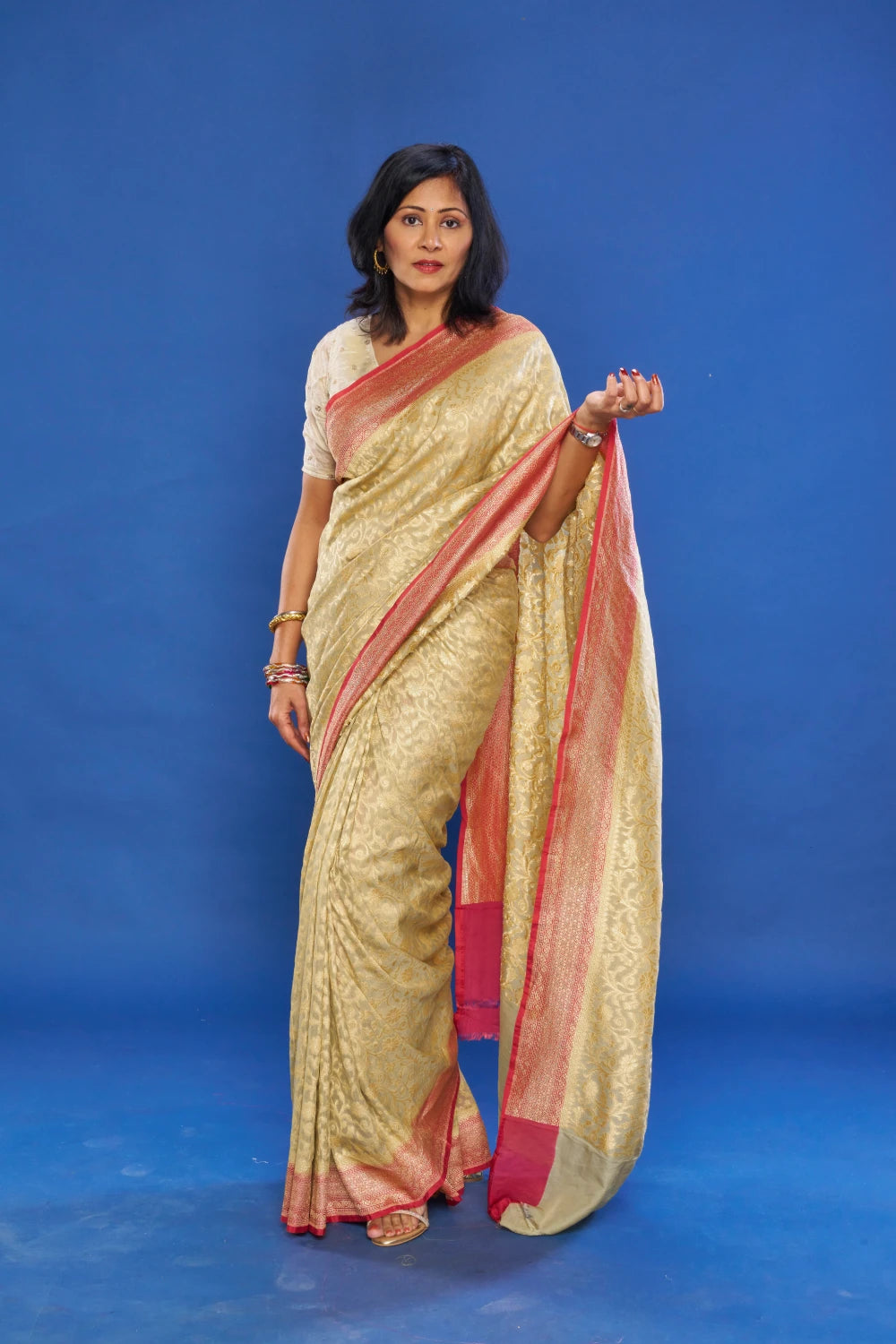 Alluring Sage Green saree With Dusty Rose Border
