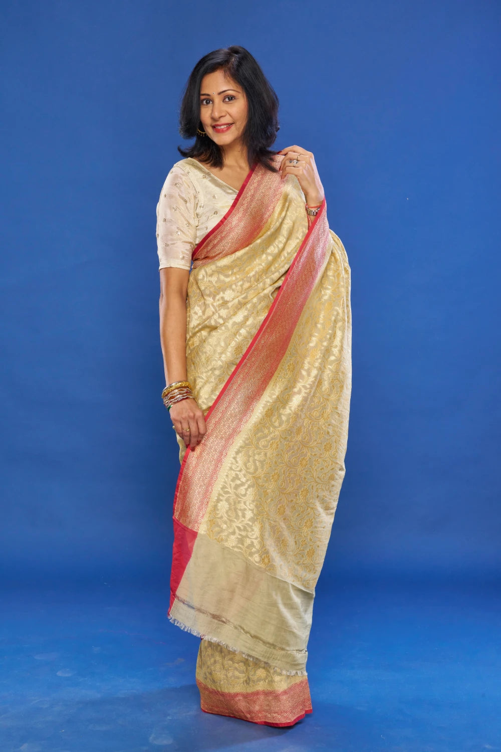Alluring Sage Green saree With Dusty Rose Border