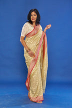 Alluring Sage Green saree With Dusty Rose Border