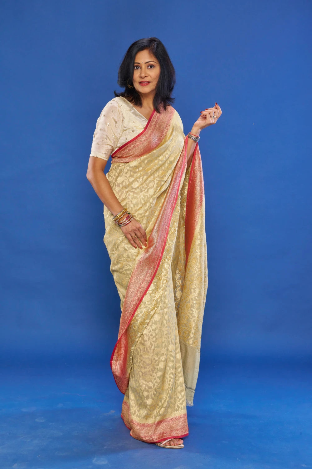 Alluring Sage Green saree With Dusty Rose Border