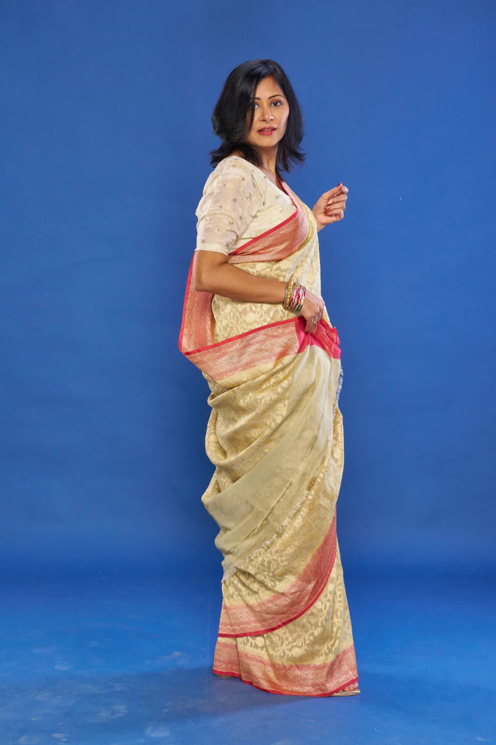 Alluring Sage Green saree With Dusty Rose Border